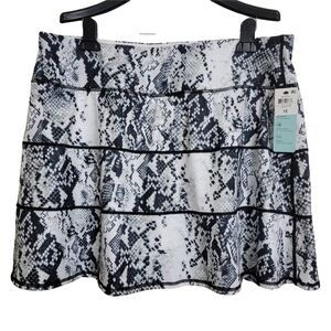 NWT Snake Print Black & White Tennis Swim Skirt with Under Shorts Multiple Sizes